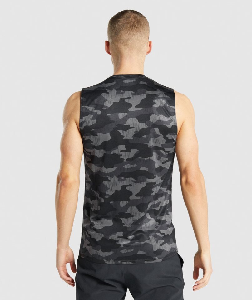 Men's Gymshark Arrival Sleeveless T-Shirts Camo | NZ 5GXFND